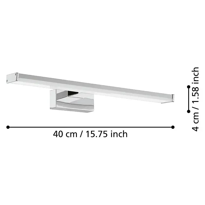 Eglo LED-Spiegelleuchte Galenzana-E - 7,4 W, L x B x H: 12 x 40 x 4 cm, Chrom, Neutralweiß - Verchromte LED-Lichtleiste, 40cm lang und 4cm hoch, zur Wandmontage.