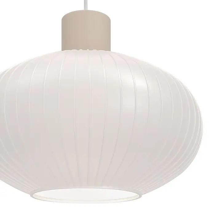 Eglo Pendelleuchte rund - 60 W, Ø x H: 25 x 110 cm, Sandfarben - Moderne weiße gerippte Pendelleuchte mit beigem zylindrischen Oberteil, die weiches Licht abgibt.