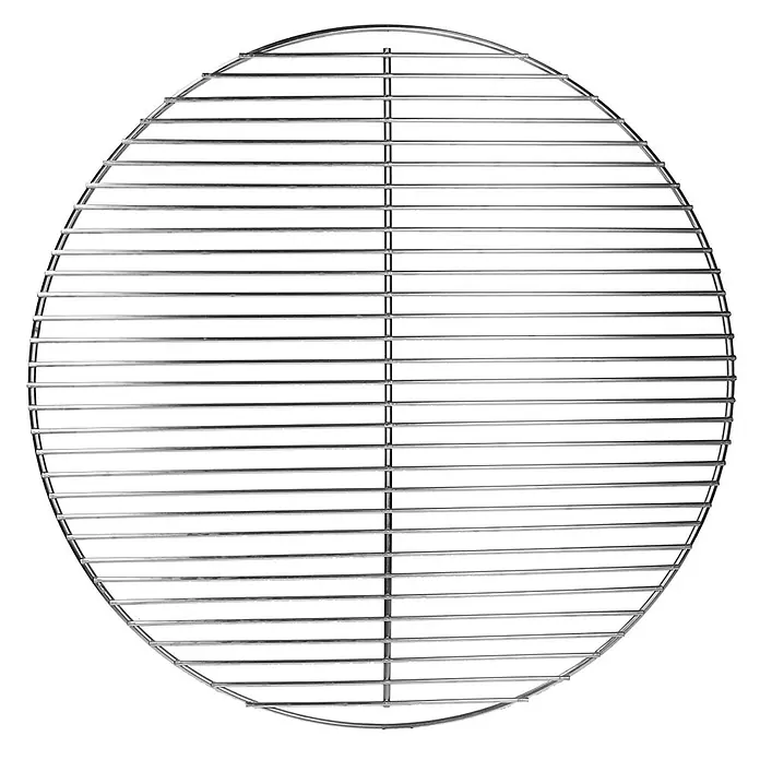 ECD Germany Grillrost Grillplatte 54,5 cm Rund für Gasgrill Holzkohlegrill Feuerstelle - L x B: 54,5 x 54,5 cm, Edelstahl, Holz - Rundes, silberfarbenes Metall-Grillrost zum Kochen.