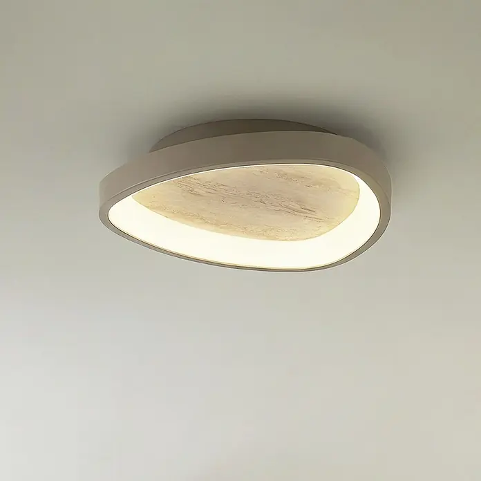Eglo LED-Deckenleuchte rund Soft Beige - Ø x H: 20 x 35 cm, Sandfarben - Moderne ovale Deckenleuchte mit beigem Gehäuse, beleuchteter Kante und strukturierter, heller Innenplatte.