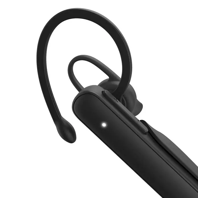 Hama Headset MyVoice Station On Ear Bluetooth - Schwarz - Schwarzes drahtloses Bluetooth-Headset mit Ohrbügel und leuchtender LED-Anzeige.