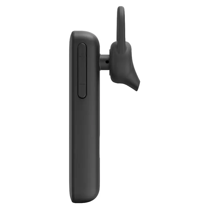 Hama Headset MyVoice Station On Ear Bluetooth - Schwarz - Ein schlankes schwarzes Bluetooth-Headset mit Hauptteil, Lautstärkeregler und Ohrbügel für kabellose Kommunikation.
