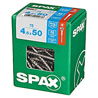 Spax T-Star plus Vijak z vgrezno glavo nerjaveči (Ø x Do: 4,5 x 50 mm, Nerjavno jeklo, 75 kos, Delni navoj)
