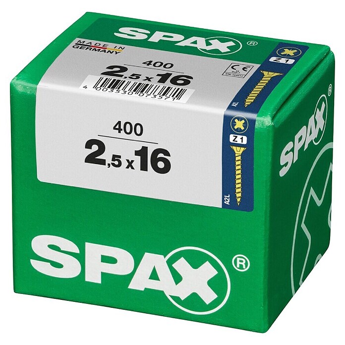 Spax Univerzalni vijak  (2,5 x 16 mm, Celotni navoj, 400 kos) | 1046 - Mehrzweckschrauben verpackt | AADB - Schrauben verpackt | AAD - Kleineisenwaren | AA - Eisenwaren | A - Eisenwaren | BAUHAUS