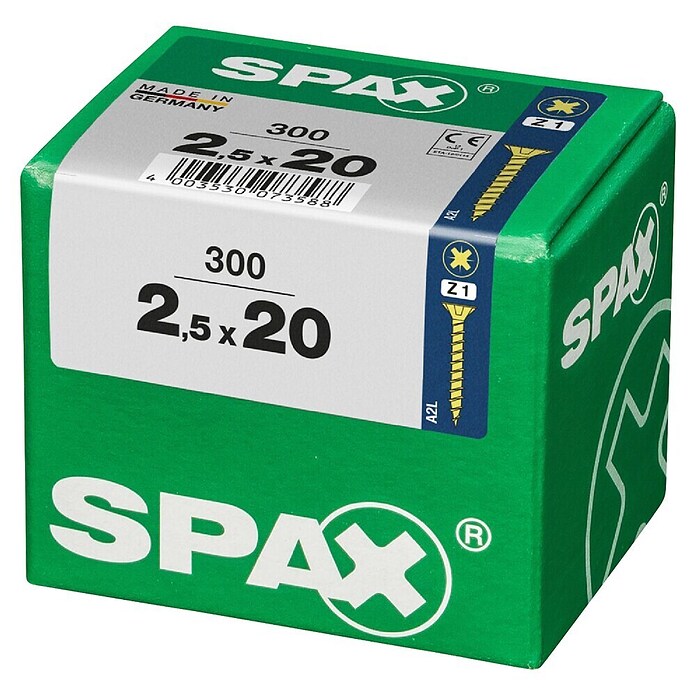 Spax Univerzalni vijak  (2,5 x 20 mm, Celotni navoj, 300 kos) | 1046 - Mehrzweckschrauben verpackt | AADB - Schrauben verpackt | AAD - Kleineisenwaren | AA - Eisenwaren | A - Eisenwaren | BAUHAUS