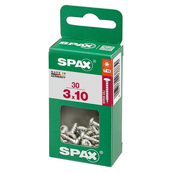 Spax Vijak z lečasto glavo  (3 x 10 mm, Pocinkano, 30 kos, TX za pogone Torx) | 1046 - Mehrzweckschrauben verpackt | AADB - Schrauben verpackt | AAD - Kleineisenwaren | AA - Eisenwaren | A - Eisenwaren | BAUHAUS