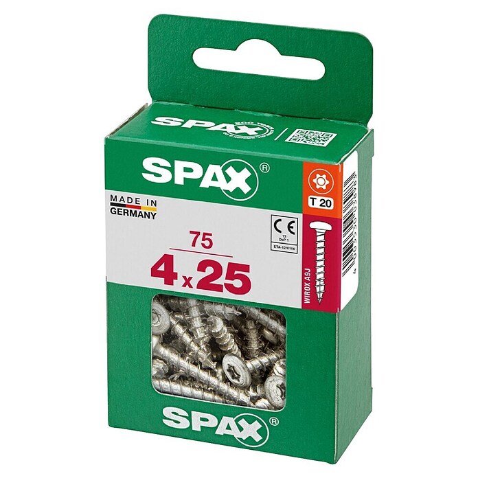 Spax Vijak z lečasto glavo  (4 x 25 mm, Pocinkano, 75 kos, TX za pogone Torx) | 1046 - Mehrzweckschrauben verpackt | AADB - Schrauben verpackt | AAD - Kleineisenwaren | AA - Eisenwaren | A - Eisenwaren | BAUHAUS