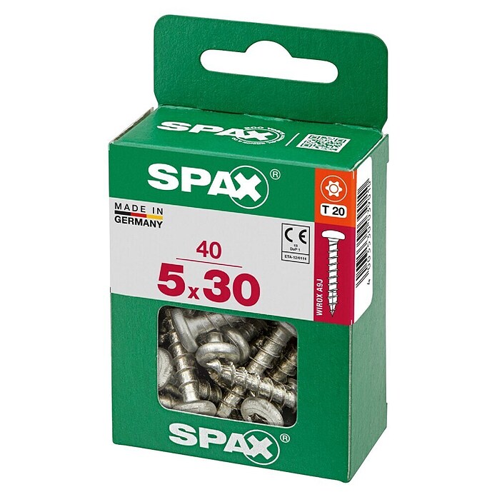 Spax Vijak z lečasto glavo  (5 x 30 mm, Pocinkano, 40 kos, TX za pogone Torx) | 1046 - Mehrzweckschrauben verpackt | AADB - Schrauben verpackt | AAD - Kleineisenwaren | AA - Eisenwaren | A - Eisenwaren | BAUHAUS
