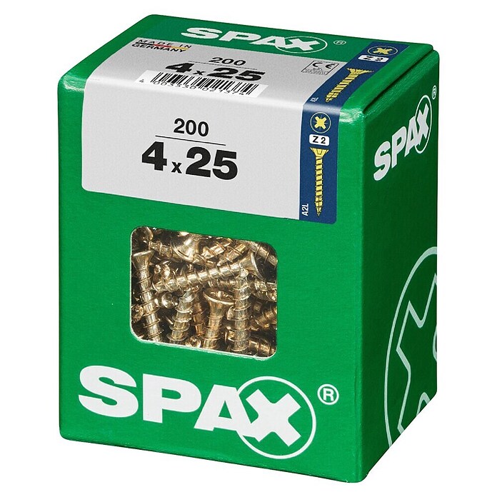 Spax Univerzalni vijak  (4 x 25 mm, Celotni navoj, 200 kos) | 1046 - Mehrzweckschrauben verpackt | AADB - Schrauben verpackt | AAD - Kleineisenwaren | AA - Eisenwaren | A - Eisenwaren | BAUHAUS