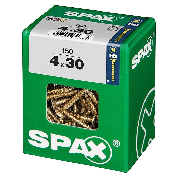 Spax Univerzalni vijak  (4 x 30 mm, Celotni navoj, 150 kos) | 1046 - Mehrzweckschrauben verpackt | AADB - Schrauben verpackt | AAD - Kleineisenwaren | AA - Eisenwaren | A - Eisenwaren | BAUHAUS