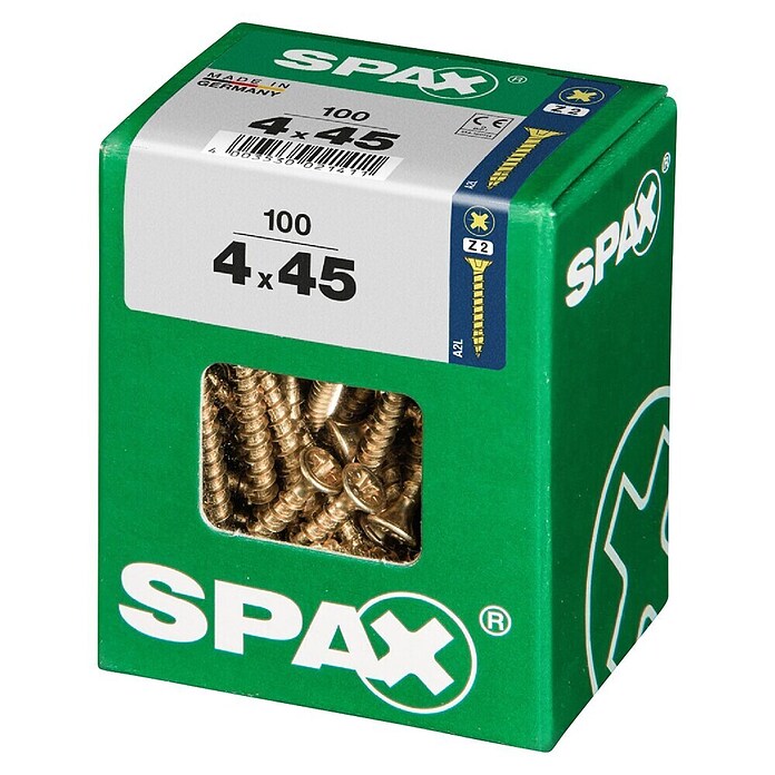 Spax Univerzalni vijak  (4 x 45 mm, Celotni navoj, 100 kos) | 1046 - Mehrzweckschrauben verpackt | AADB - Schrauben verpackt | AAD - Kleineisenwaren | AA - Eisenwaren | A - Eisenwaren | BAUHAUS