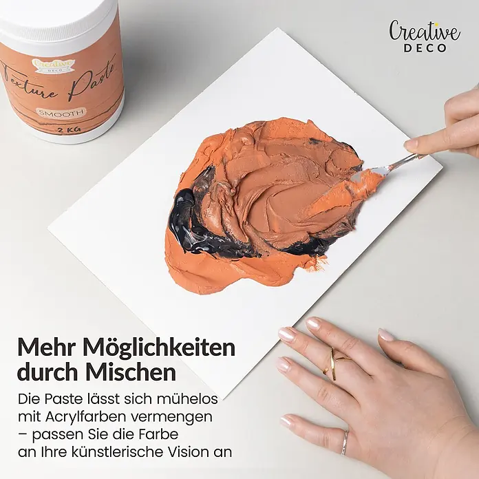 Creative Deco Speziallack Strukturpaste Feinkörnig 2 kg Ziegelrot - Rot, Sonstiges, 2 l, Sonstiges - Eimer mit Creative Deco Texturpaste (2kg); die Paste wird mit Acrylfarben vermischt.