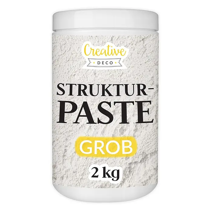 Creative Deco Speziallack Strukturpaste Grobkörnig 2 kg Weiß - Weiß, Sonstiges, Sonstiges - Weißer 2kg Creative Deco Strukturpaste Grob Behälter.