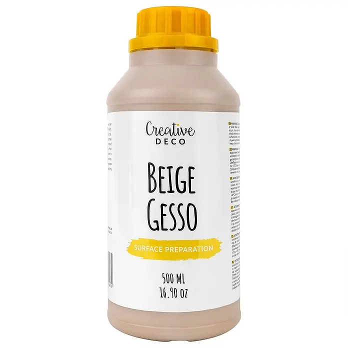 Creative Deco Speziallack Gesso Beige 500ml - Beige, 0,5 l, Wasserbasiert - Creative Deco Beige Gesso Grundierung, 500 ml Flasche.
