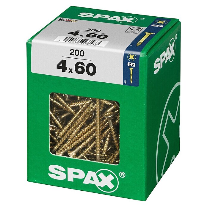 Spax Univerzalni vijak  (4 x 60 mm, Celotni navoj, 200 kos) | 1046 - Mehrzweckschrauben verpackt | AADB - Schrauben verpackt | AAD - Kleineisenwaren | AA - Eisenwaren | A - Eisenwaren | BAUHAUS