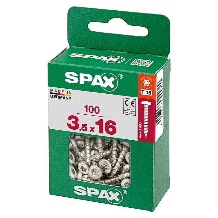 Spax Vijak z lečasto glavo  (3,5 x 16 mm, Pocinkano, 100 kos, TX za pogone Torx) | 1046 - Mehrzweckschrauben verpackt | AADB - Schrauben verpackt | AAD - Kleineisenwaren | AA - Eisenwaren | A - Eisenwaren | BAUHAUS