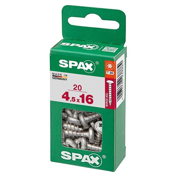 Spax Vijak z lečasto glavo  (4,5 x 16 mm, Pocinkano, 20 kos, TX za pogone Torx) | 1046 - Mehrzweckschrauben verpackt | AADB - Schrauben verpackt | AAD - Kleineisenwaren | AA - Eisenwaren | A - Eisenwaren | BAUHAUS