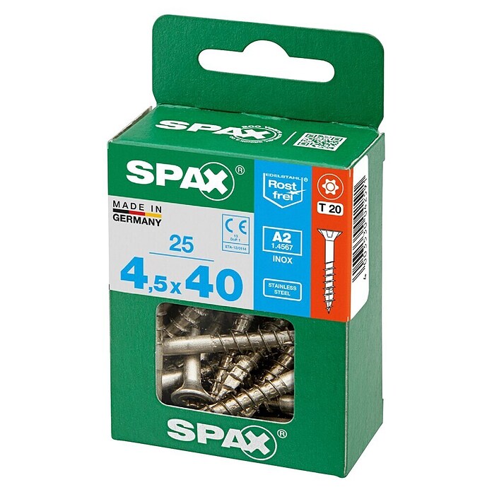 Spax T-Star plus Vijak z vgrezno glavo nerjaveči  (Ø x Do: 4,5 x 40 mm, Nerjavno jeklo, 25 kos, Delni navoj) | 1046 - Mehrzweckschrauben verpackt | AADB - Schrauben verpackt | AAD - Kleineisenwaren | AA - Eisenwaren | A - Eisenwaren | BAUHAUS