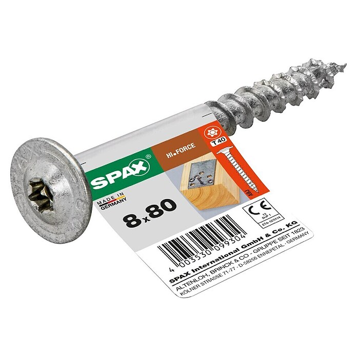 Spax HI FORCE Vijak s krožnikasto glavo HI.FORCE  (Ø x Do: 8 x 80 mm, Površina WIROX, T-Star plus, 1 kos) | 1046 - Mehrzweckschrauben verpackt | AADB - Schrauben verpackt | AAD - Kleineisenwaren | AA - Eisenwaren | A - Eisenwaren | BAUHAUS