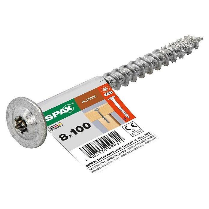 Spax HI FORCE Vijak s krožnikasto glavo HI.FORCE  (Ø x Do: 8 x 100 mm, Površina WIROX, T-Star plus, 1 kos) | 1046 - Mehrzweckschrauben verpackt | AADB - Schrauben verpackt | AAD - Kleineisenwaren | AA - Eisenwaren | A - Eisenwaren | BAUHAUS