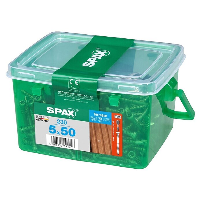 Spax Terasni vijak T-Star Plus  (Ø x Do: 5 x 50 mm, Plemenito nerjaveče jeklo A2, Gladka, 230 kos) | 1046 - Mehrzweckschrauben verpackt | AADB - Schrauben verpackt | AAD - Kleineisenwaren | AA - Eisenwaren | A - Eisenwaren | BAUHAUS