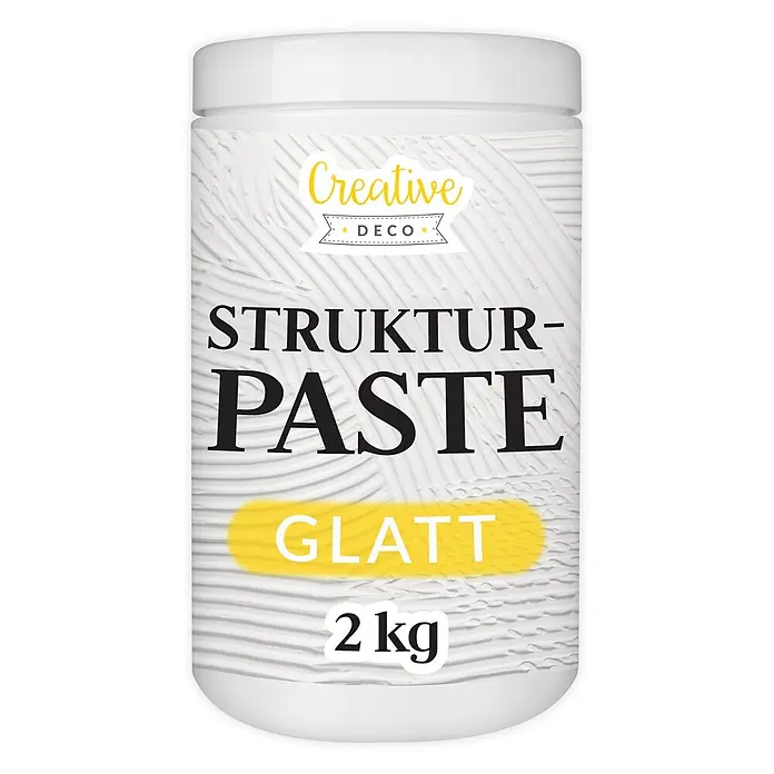 Creative Deco Speziallack Strukturpaste Glatt 2 kg Weiß - Weiß, Sonstiges, Sonstiges - Weißer Behälter mit Creative Deco Struktur-Paste (glatt), 2 kg.