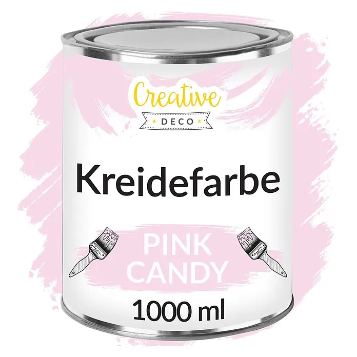 Creative Deco Speziallack Kreidefarbe für Möbel Rosa - Rosa, Matt, 1 l, Wasserbasiert - 1000 ml Metall-Farbdose mit rosa „PINK CANDY“ Kreidefarbe von Creative Deco.