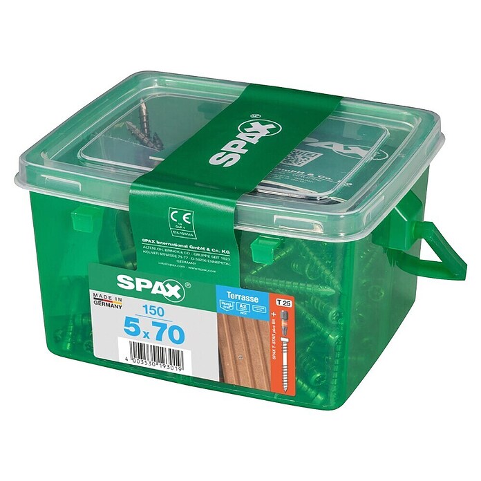 Spax Terasni vijak T-Star Plus  (Ø x Do: 5 x 70 mm, Plemenito nerjaveče jeklo A2, Gladka, 150 kos) | 1046 - Mehrzweckschrauben verpackt | AADB - Schrauben verpackt | AAD - Kleineisenwaren | AA - Eisenwaren | A - Eisenwaren | BAUHAUS
