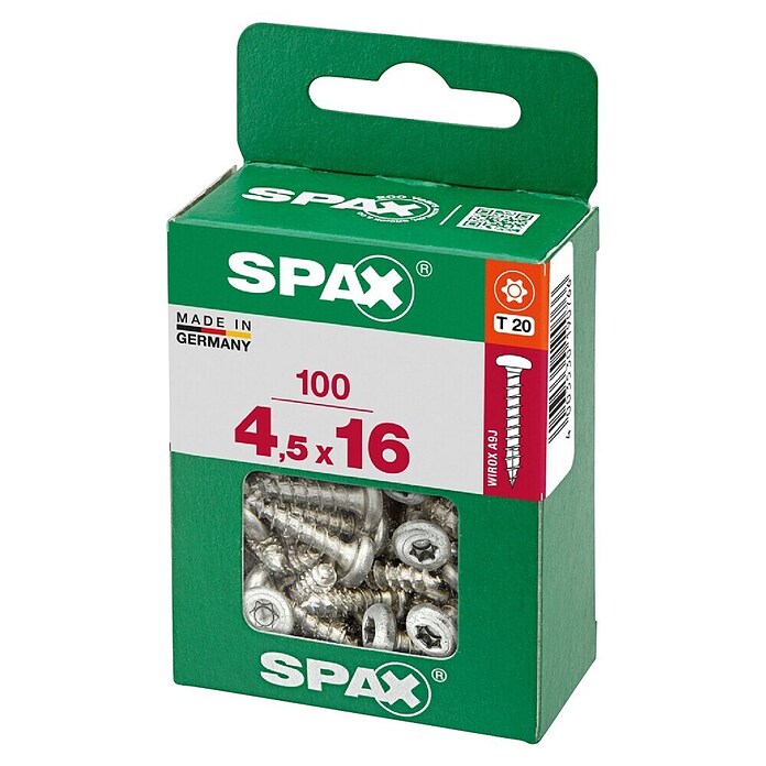 Spax Vijak z lečasto glavo  (4,5 x 16 mm, Pocinkano, 100 kos, TX za pogone Torx) | 1046 - Mehrzweckschrauben verpackt | AADB - Schrauben verpackt | AAD - Kleineisenwaren | AA - Eisenwaren | A - Eisenwaren | BAUHAUS