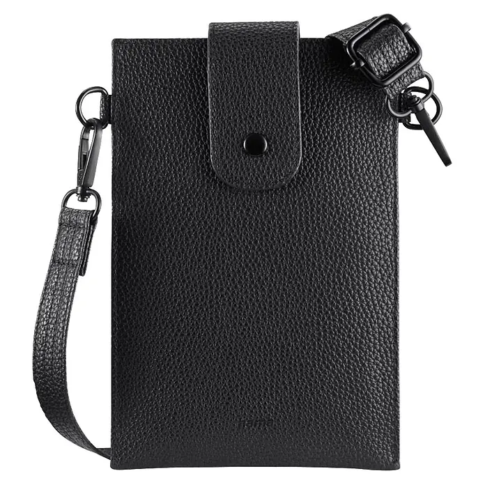 Hama Smartphone-Tasche 00137099 Cross-Body zum Umhängen 175 x 11cm - Schwarz - Schwarze, genarbte Smartphone-Tasche mit Druckknopfverschluss und verstellbarem Riemen.