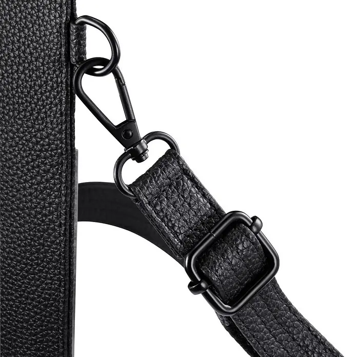 Hama Smartphone-Tasche 00137099 Cross-Body zum Umhängen 175 x 11cm - Schwarz - Schwarzer, texturierter Taschenriemen mit schwarzem Metall-Karabinerhaken und verstellbarer Schnalle.