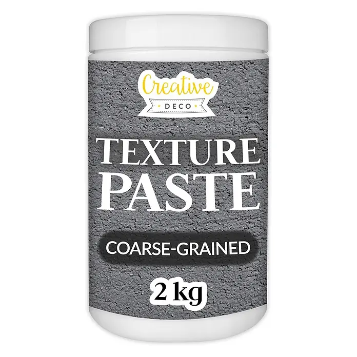Creative Deco Speziallack Strukturpaste Grobkörnig 2 kg Dunkelgrau - Grau - Weiße Dose Creative DECO grobkörnige Strukturpaste, 2 kg.