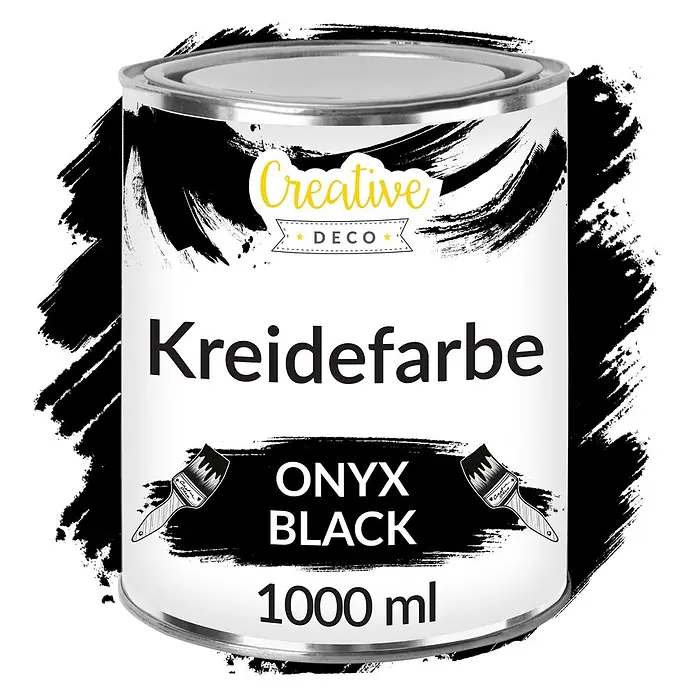 Creative Deco Speziallack Kreidefarbe für Möbel Schwarz - Schwarz, Matt, 1 l, Wasserbasiert - Schwarze Creative Deco Kreidefarbe Onyx Black Dose, 1000 ml.