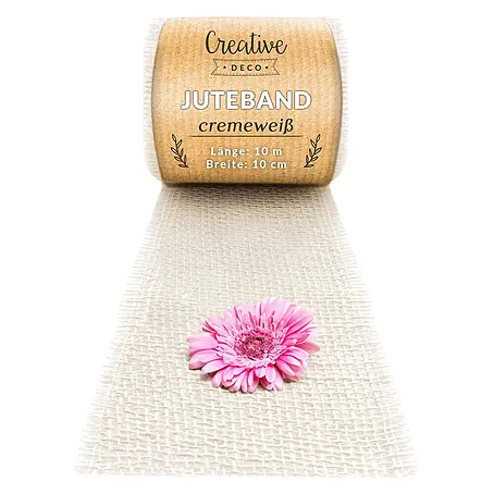 Creative Deco  Bastelband Juteband Weiß 10cm x 10m