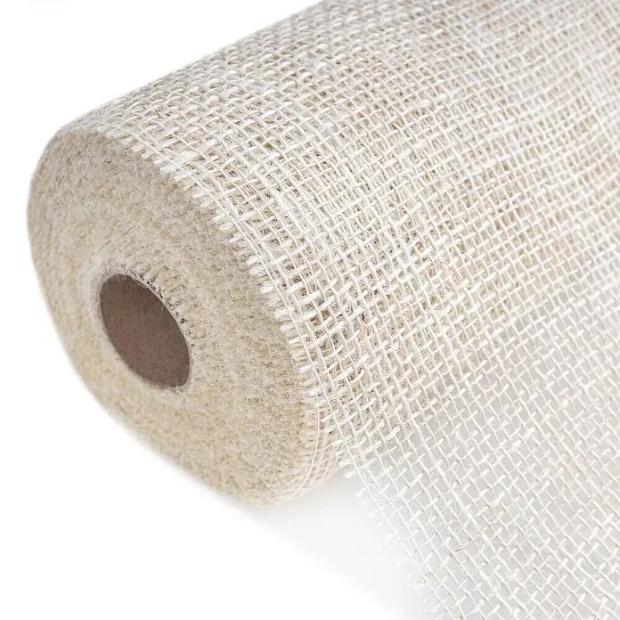 Creative Deco Bastelband Juteband Weiß 30cm x 10m - Weiß, 10 m - Gerollter naturbeiger Jute-Netzstoff mit offener, gewebter Textur.