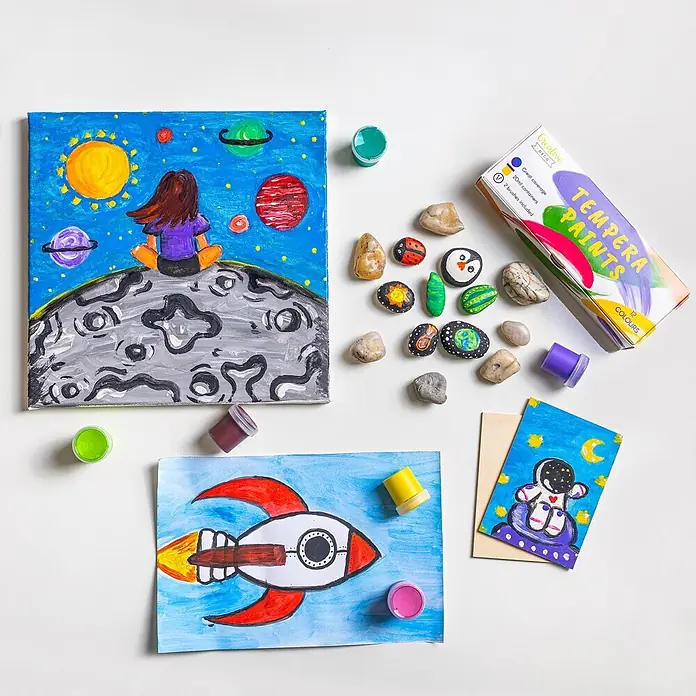 Creative Deco Gouachefarben-Set CD12x20 - Mehrfarbig - Malkasten mit Temperafarben, offene Farbtöpfe und bunte Kinderkunstprojekte: bemalte Steine, Leinwand und Zeichnungen.