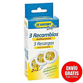 Humydry Pack de recambios para el deshumidificador Mini Tab (Limón, 3 ud.)