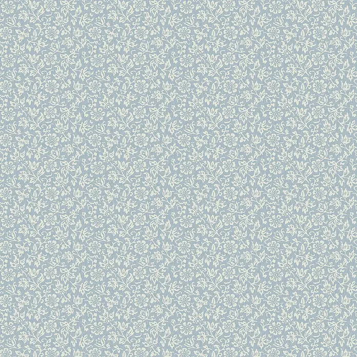 Laura Ashley Vliestapete Vliestapete Süßes Alyssum - Hellblau, Floral, 10 x 0,52 m - Hellblau-graues Muster mit dichtem, sich wiederholendem Blumenmuster in Hellbeige. Geeignet für Textilien oder Tapeten.