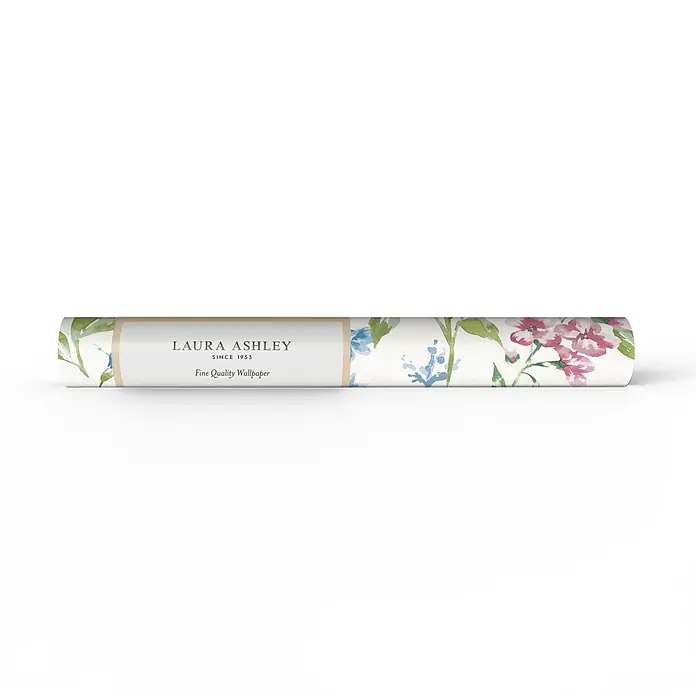 Laura Ashley Vliestapete Vliestapete Elston Garten Wildblume - Mehrfarbig, Floral, 10 x 0,52 m - Laura Ashley florale Aquarell-Tapetenrolle mit Markenetikett.