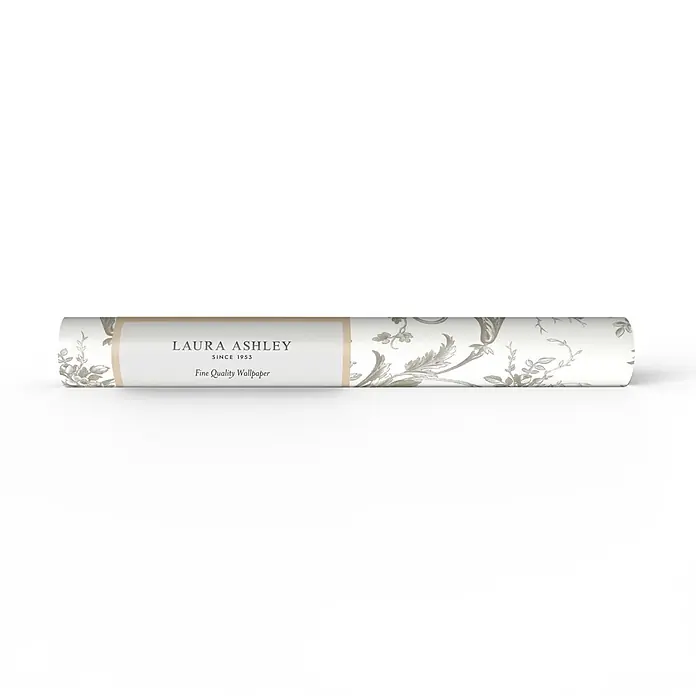 Laura Ashley Vliestapete Tuileries Französisch - Grau, Floral, 1.000 x 52 cm - Laura Ashley Feine Qualität Tapetenrolle mit dezentem beigem Blumenmuster.