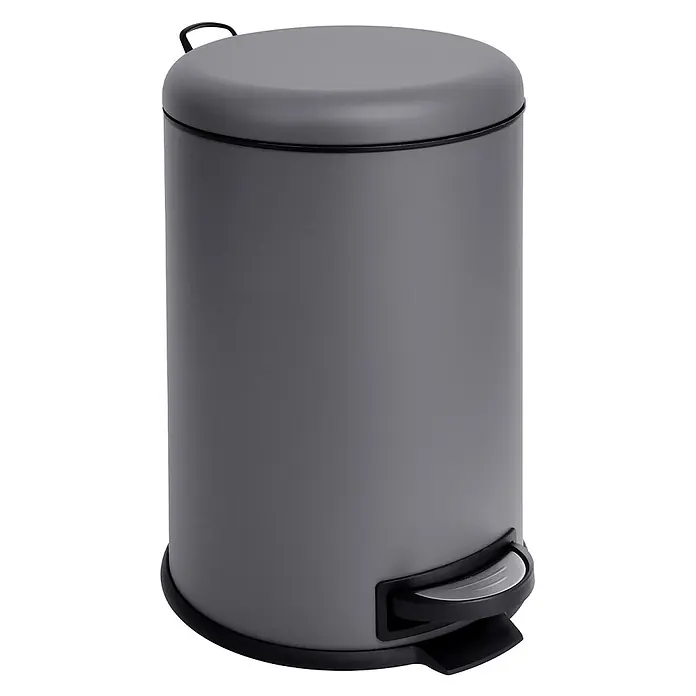 SVITA Treteimer T20 - 20 l, Metall, Schwarz - Mattgrauer Metalleimer mit Fußpedal und schwarzem Griff.