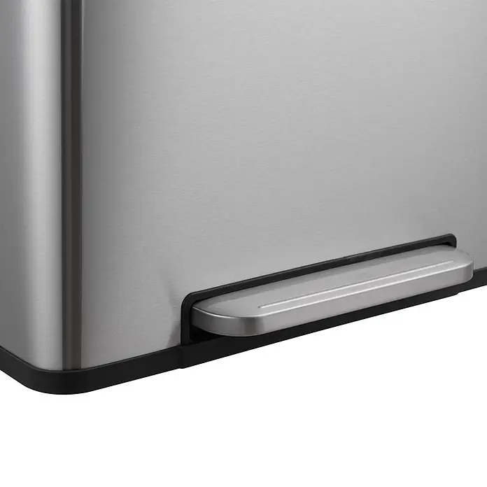 SVITA Treteimer LT2X30 - 30 l, Metall, Silber - Gebürsteter Edelstahl-Treteimer mit schwarzem Sockel und Edelstahlpedal.