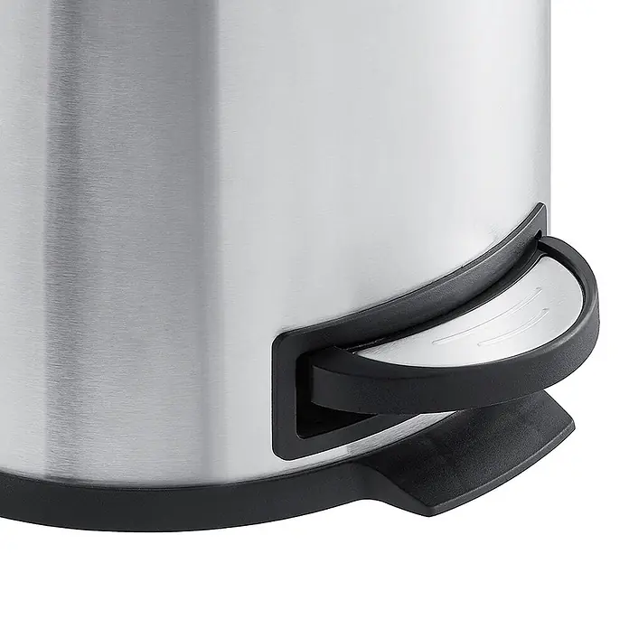 SVITA Treteimer T30 - 30 l, Metall, Silber - Tretmülleimer aus gebürstetem Edelstahl mit schwarzem Fußpedal und Sockel.