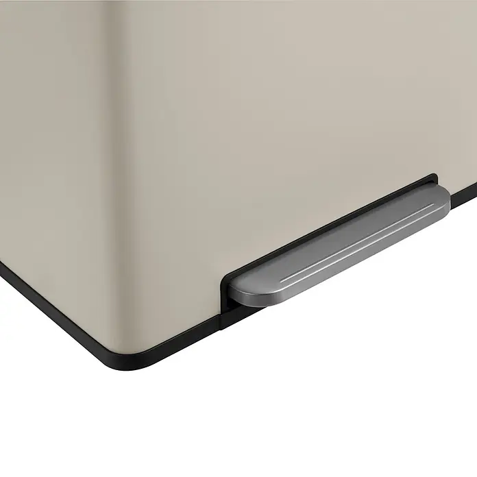 SVITA Treteimer LT2X30 - 30 l, Metall, Beige - Beiger Mülleimer mit silbernem Fußpedal und schwarzem Rand.
