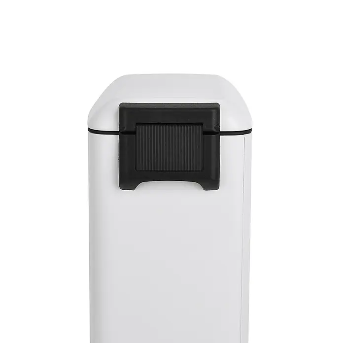 SVITA Treteimer TS20 - 20 l, Metall, Weiß - Weißer rechteckiger Behälter mit schwarzem, geriffeltem Verschluss oben.