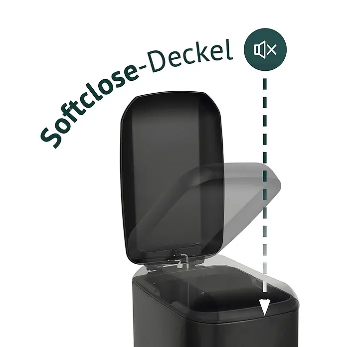 SVITA Treteimer TS12 - 12 l, Metall, Schwarz - Schwarzer Mülleimer mit Softclose-Deckel, der sanft und geräuschlos schließt.