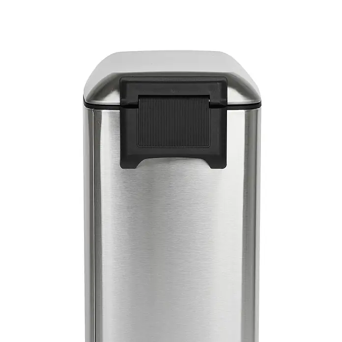 SVITA Treteimer TS12 - 12 l, Metall, Silber - Edelstahl-Mülleimer mit schwarzem, geriffeltem Kunststoffgriff im Deckel. Rechteckiges, modernes Design.