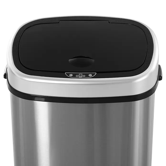 Homcom Sensormülleimer - 58 l, Edelstahl, Silber - Automatischer Edelstahl-Mülleimer mit schwarzem Deckel und Bedientasten.