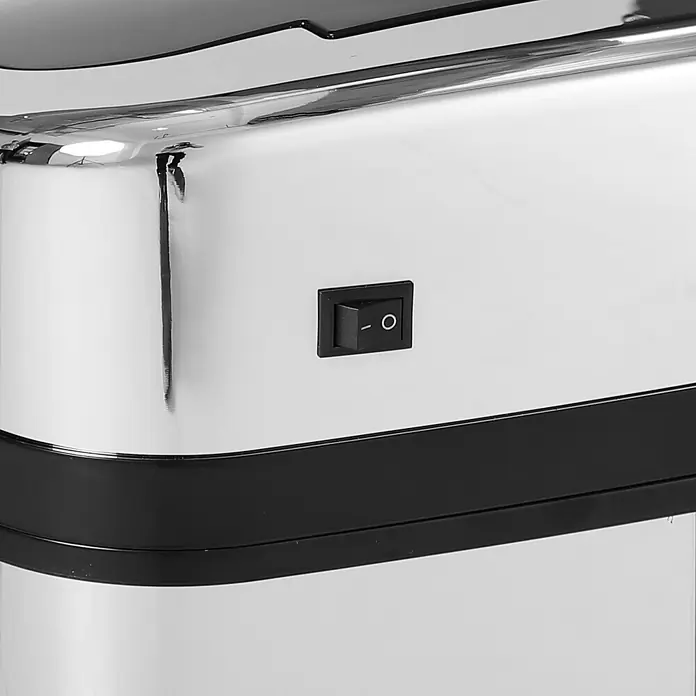 Homcom Sensormülleimer - 30 l, Edelstahl, Silber - Verchromtes Gerät mit schwarzem Ein/Aus-Kippschalter.
