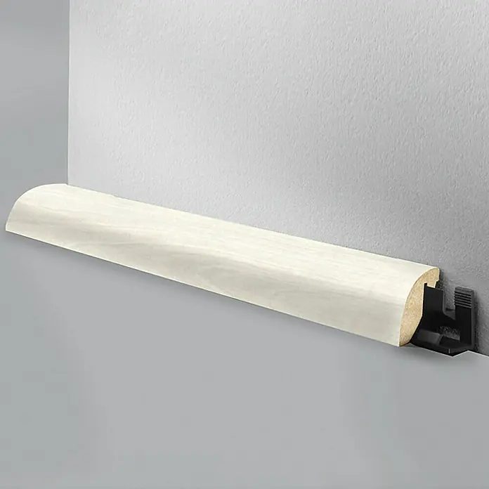 LOGOCLIC Viertelstab Birke - 260 cm x 23 mm x 29 mm, MDF - Sockelleiste aus Holz mit Clip-System für eine einfache Montage an der Wand. Ideal für einen sauberen Übergang zum Boden.